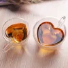 Muggar 80-250 ml Parkoppar Hjärtkärleksformad glas mugg dubbel kaffekopp dricka te presentmjölkvattenglasögon mu