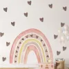 Autocollants dessin animé aquarelle rose grands coeurs arc-en-ciel autocollants muraux pour chambre d'enfants pépinière bébé filles chambre décoration mur vinyle