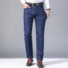 Busin Jeans pour hommes Casual Straight Stretch Fi Classique Bleu Noir Travail Denim Pantalon Homme Marque Vêtements S3xz #