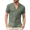 Кот Льняная рубашка с короткими рукавами Летние мужские повседневные топы с карманом 3 приклада Повседневная обычная одежда для мужчин Большие размеры l3Sc #