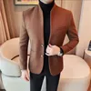 Chaqueta de traje de lana de alta calidad para hombre, Blazer Ncios nieformalny Delgado, Cuello Alto, Abrigo vestido boda para banquete socjum h6e9##