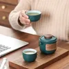 Ensembles de thé LUWU Théière en céramique Gaiwan avec 2 tasses Service à thé de voyage portable Sac 115 ml