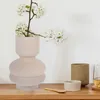 VASES特別な形の円の花瓶の白い部屋の装飾デスクトップ装飾的な植物ポットコンテナのための現代の花の乾燥アレンジメント