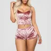 Veet poliestere da donna confortevole scollo a V biancheria intima Setcamisole + pantaloncini pigiama set vestiti per la casa top senza maniche pantaloncini n06S #