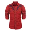 2023 New Men's Western Impresso LG - Mangas Lapela Single-breasted Camisa Casual Social Men's Club Street Roupas S8J0 #