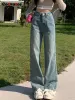 cotvotee-pantales vaqueros azules para mujer、jeans informales de cintura alta、elegantes、vintage、mom、rectos、de lgitud completa、y2k l1uf＃