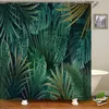 Duş Perdeleri 3D Baskı Nordic Style Tropikal Bitkiler Kanca ile Perde Banyo Polyester Su Geçirmez Ev Dekoru 180x180cm