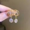 Charm Sparkle Zircon Earrings for Women Luxury Design Sense Drop Earring New Fashion Gold Plating Jewelries Wedding Gift Y240328