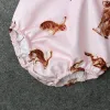 Baby INS kangaroo Hair band Rompers Kids Cotton Bow print romper 2pcs sets suits Girls Ruffled Jumpsuit Toddler Infant clothes ZZ
