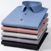 Luxe qulity shirts voor mannen lg-mouwen effen elastisch overhemd slim fit formele easy care kleding zijde Busin dr p08n #