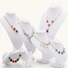 Jewelry Display Necklace Display Shelf Jewelry Holder Rack Stand Box For Jewelry Necklace Pendant Stand White Leather3226