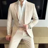 Högkvalitativa män blazer Slim Fit Light Luxury Busin Casual Sacka Jacka Solid Color Wedding Dr Party Costume Homme Top G2YK#