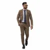 Costumes pour hommes Blazer Terno Hombre Groom Café Simple Boutonnage Revers Cranté Fi Longueur Régulière Deux Pièces Veste Pantalon Slim t6jb #