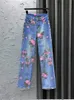 Rose bestickte gerade Barrel-Jeans Frauen Wrap Hip Leaf Print Lose Fi Vielseitig Cott Luxus Hosen Pleate Luxury2024 60FP #