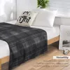 Cobertores modernos cinza escuro e preto tartan cobertor para cama personalizado mais macio