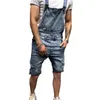 Men's Jeans High Street Ripped Short Denim Bib Overalls Fashion Streetwear Workwear Jumpsuits Distressed Suspender Shorts