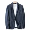 mens Regular Casual Linen Blazer Jacket Spring Autumn Breathable Single Butt Suit Blazer Busin Stylish Retro Sport Coat 3XL U6HV#