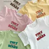 T-shirts 2023 sommar ny baby kort ärm t shirt söt björntryck t skjortor för pojke tjej godis färg tee småbarn toppar baby kläder24328