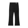 high Street Ripped Tassel Frayed Black Flare Jeans Pants Men's Straight Solid Color Wed Retro Unisex Baggy Denim Trousers F46P#