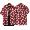Hip Hop Mahjg Grafische Blouses Rode Mah-jgg 3D Printe Shirts Voor Mannen Kleding Casual Korte Mouw Streetwear Mannelijke jongen Revers Top M2P4 #