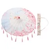 Guarda-chuvas papel de óleo à prova de chuva à prova de vento flor padrão chinês dança clássica pára-sol oriental com borla pendente