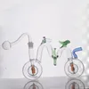 Dubbel matris vattenpipa cykelform glas bong 10mm fog återvinnare bubbler rökning vatten rör mode hongeycomb dab rigg bong med manlig glas oljebrännare rör och slang