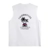 Print Vest Men Summer Casual Beach Tank Top Korea Fashion Sleeveless Shirts Male Loose Undershirt 100% Cotton Tees Hip Hop Tops 240314