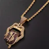 Hip Hop Claw Setting CZ Stone Bling Iced Out Dollars Mouth Tongue Pendants Necklaces for Men Rapper Jewelry Drop 268g