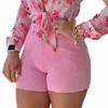 summer Office Lady Shorts High Waist Solid Color Back Zipper Skinny Hot Pants Fi Slim Suit A- line Women Shorts Streetwear G9KR#