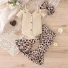 Zestawy odzieżowe Baby dziewczyna krótkie rękawy Bawełna bawełniana garnitur Dzieci Śliczne drukowane spodnie Dzwonki Dzieci Casual 2pcs 7m-3y