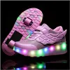 Inline & Roller Skates Deform Two Wheels Glowing Usb Charging Skate Shoe Children Uni Parkour Sneaker Drop Delivery Sports Outdoors Ac Dhcsx