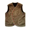 Chaleco de Traje de Lana de Espiga Para Hombre ، Chaqueta Sin Mangas C Cuello Reddo ، Steampunk ، Vintage R2FO#