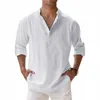 nieuwe Cott Linnen Shirts voor Mannen Casual Shirts Lichtgewicht Lg Mouw Henley Strand Shirts Hawaiian T voor Mannen r5Kp #