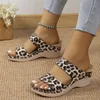 Hausschuhe Premium Orthopädische Slider Neue Sommerschuhe Damen Plus Size Wedge Plateau Sandalen Retro Roman Casual Leopard Beach H240328