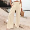 Kvinnor Pants Casual for Women 4X-5X Womens Wide Leg Summer High Maisted Palazzo Baggy Beach Byxor med fickor