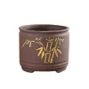 Sadza Purple Clay Suwolent Plant Flowerpot Czysty ręcznie robiony ceramiczny retro kwiatowy garnek Bambus Lotus Złota Złotem Wazon Balkon Wystrój domu