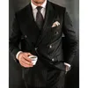 Svarta randiga män kostymer Slim Fi Peak Lapel Double Breasted 2 -stycken Formell busin Casual Wedding Groom Tuxedo Suit 2024 T3MU#