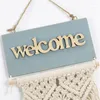 Tapestries Wooden Macrame Tapestry Welcome Sign Door Hanging Country Style Home Outdoor Garden Bar Decor Store Ornament