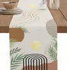 Table Cloth Boho Leaves Abstract Geometric Linen Runners Washable Dresser Scarf Decor Kitchen Dining Wedding Party