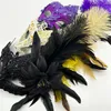 Party Supplies Masquerade Mask Lace Inlaid Diamonds Side Feather Half Face Cover Cosplay Costumes For Halloween