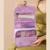 Borse portaoggetti Borsa da toilette in tessuto di pelle con gancio per appendere Borsa cosmetica da bagno per donna impermeabile Custodia da viaggio portatile per trucco da uomo