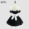 Kleur Cosplayer Kawaii Lolita Dr Vrouwen Maid Cosplay Kostuum Servant Cos Pak Volwassen Zwart Dr Halen Anime Kleding B9x1 #