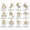Lastoortsen 100pcs/lot Zodiac Nail Piercing Charm Dangle Pendants Constellation Hoop Unique Craft,nail,key,rings Nail Alloy Decoration