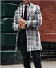 Outono inverno fi casacos de lã masculinos cor sólida único breasted lapela lg jaqueta bolso casual sobretudo trench blusão d4jW #