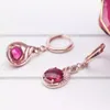 Boucles d'oreilles pendantes légères de luxe pour femmes, bijoux élégants, violet, or, rouge, Style Long, gouttes d'eau, Rose 14K, 585