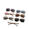 Мужские солнцезащитные очки для женщин, летний стиль, голова леопарда, двойной луч, ромбовидная отделка, прямоугольные металлические очки без оправы, УФ-квадрат, случайная коробка