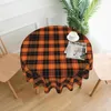 Toalha de mesa redonda xadrez tartan laranja, à prova d'água, resistente a rugas e capa lavável, 150 cm de diâmetro 240312