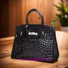 Hremms Birkks sacs fourre-tout design en vente sac à motifs de crocodile en cuir véritable peau de vache boucle de brique brillante diffusion en direct femmes avec un vrai logo