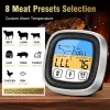 Medidores termômetro de carne digital touchscreen rápido preciso cozinhar termômetro à prova dwaterproof água com temporizador para forno grill churrasco