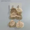 Charm Metal Ginkgo Leaf Tassel örhängen för kvinnor Europeiska och amerikanska överdrivna dingle örhängen Premium bröllop smycken gåva y240328